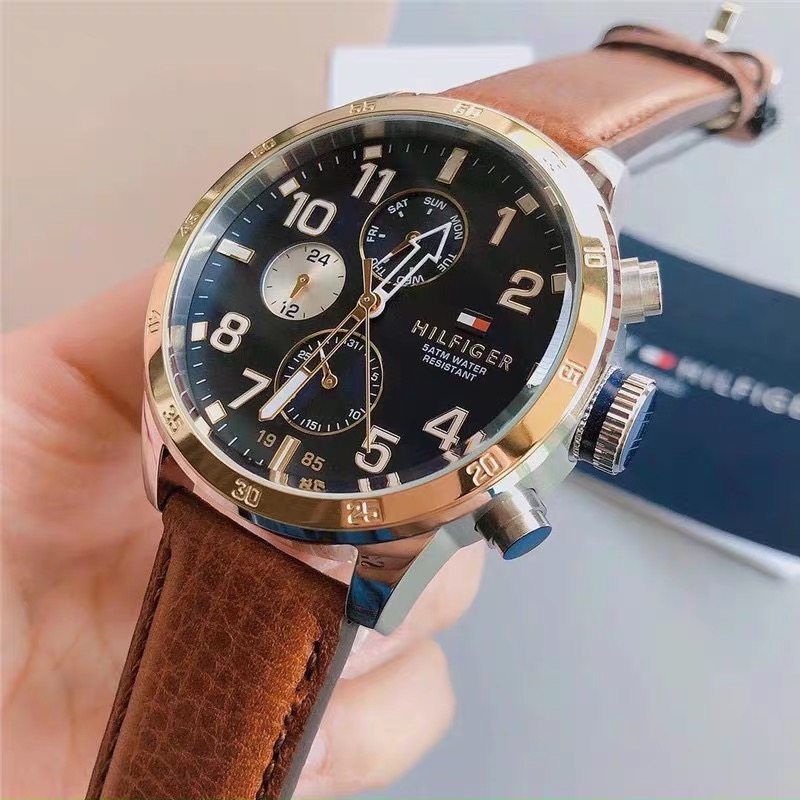 TOMMY HILFIGER手錶 湯米手錶男 夜光小三針計時多功能石英錶 商務休閒皮帶錶 歐美商務通勤男錶1791137-細節圖8