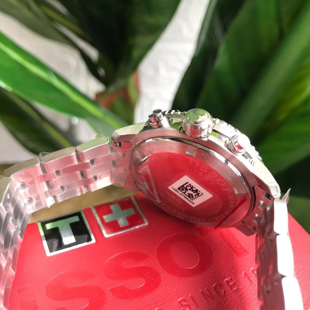 Tissot天梭手錶男生 運動系列不鏽鋼鏈石英錶 防水200m潛水錶三眼計時日曆男錶T067.417.11.051.00-細節圖9