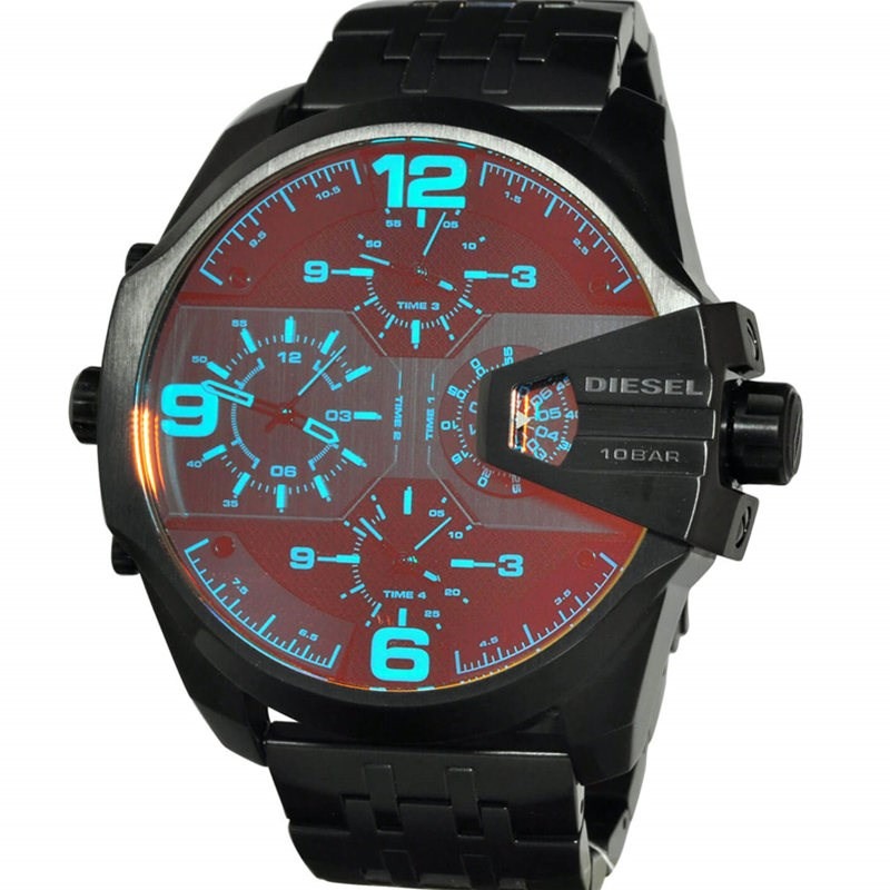 Diesel迪賽手錶 歐美時尚潮流男士腕錶 大錶盤偏光石英錶 DZ7373 四時計時多功能黑色鋼鏈男錶 大直徑手錶男-細節圖2