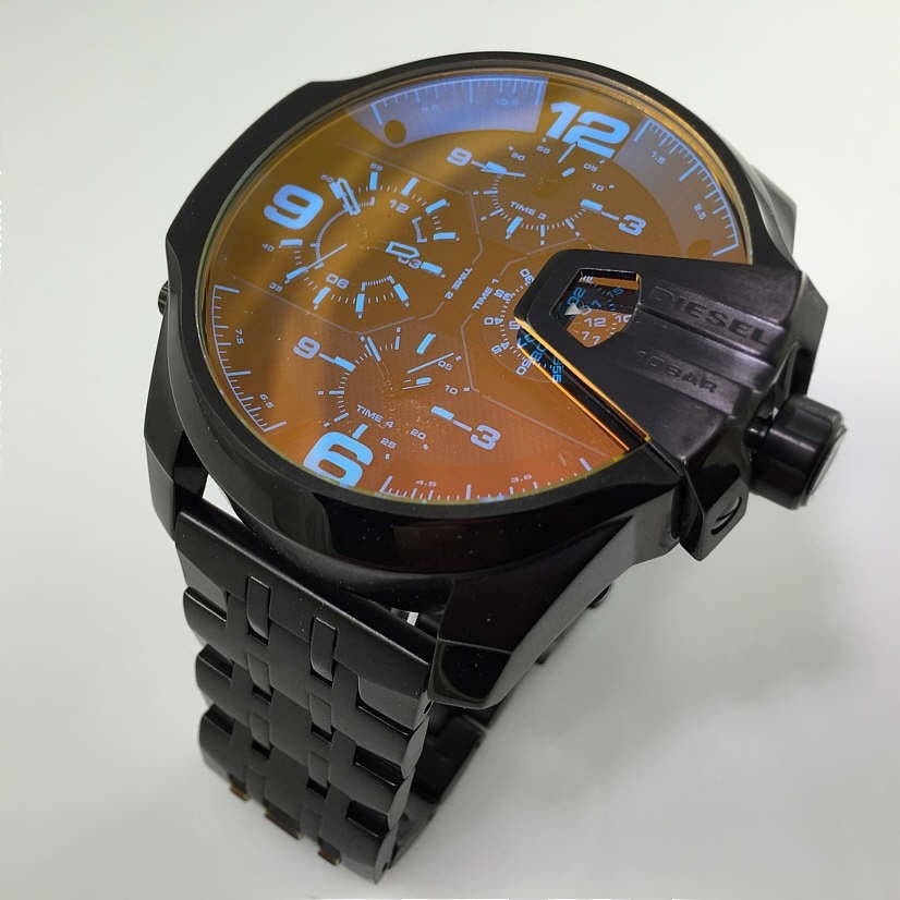 Diesel迪賽手錶 歐美時尚潮流男士腕錶 大錶盤偏光石英錶 DZ7373 四時計時多功能黑色鋼鏈男錶 大直徑手錶男-細節圖4