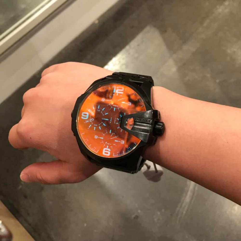 Diesel迪賽手錶 歐美時尚潮流男士腕錶 大錶盤偏光石英錶 DZ7373 四時計時多功能黑色鋼鏈男錶 大直徑手錶男-細節圖7