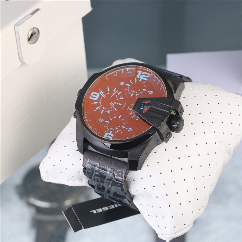 Diesel迪賽手錶 歐美時尚潮流男士腕錶 大錶盤偏光石英錶 DZ7373 四時計時多功能黑色鋼鏈男錶 大直徑手錶男-細節圖8