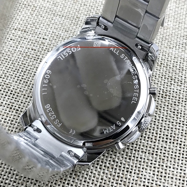 FOSSIL富思手錶 大錶盤男錶 黑色鋼鏈商務休閒三眼計時男士腕錶 防水石英錶FS5236 FS5374-細節圖10