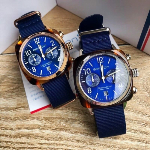 布里斯頓briston手錶 尼龍錶帶男錶女錶 運動歐美防水石英錶 計時日曆款金圈藍色情侶對錶 女生手錶 男生手錶 休閒