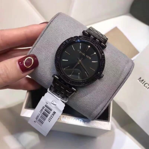 Michael Kors手錶 MK3337 黑金色鑲鑽簡約時尚潮流百搭 MK手錶 時尚百搭女錶 超薄防水不鏽鋼鏈石英錶