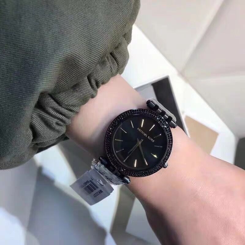 Michael Kors手錶 MK3337 黑金色鑲鑽簡約時尚潮流百搭 MK手錶 時尚百搭女錶 超薄防水不鏽鋼鏈石英錶-細節圖4