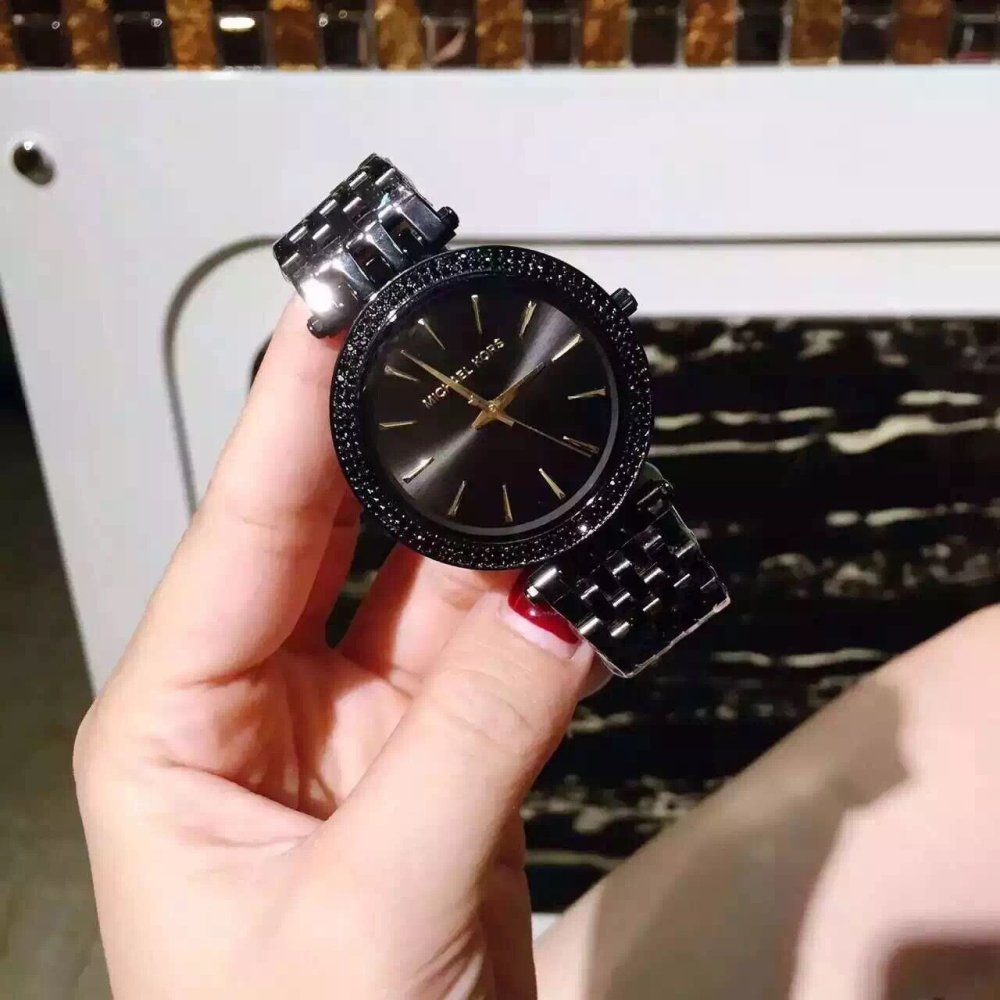 Michael Kors手錶 MK3337 黑金色鑲鑽簡約時尚潮流百搭 MK手錶 時尚百搭女錶 超薄防水不鏽鋼鏈石英錶-細節圖5