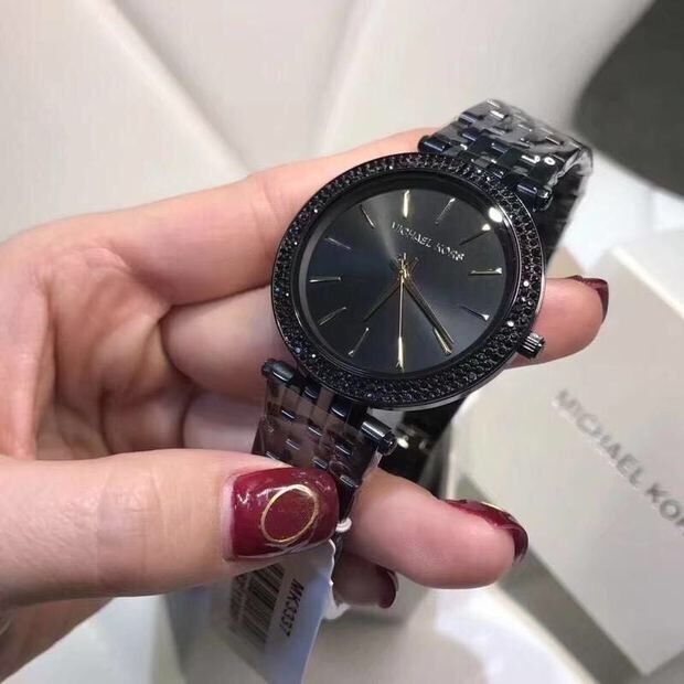 Michael Kors手錶 MK3337 黑金色鑲鑽簡約時尚潮流百搭 MK手錶 時尚百搭女錶 超薄防水不鏽鋼鏈石英錶-細節圖8