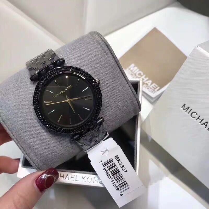 Michael Kors手錶 MK3337 黑金色鑲鑽簡約時尚潮流百搭 MK手錶 時尚百搭女錶 超薄防水不鏽鋼鏈石英錶-細節圖9