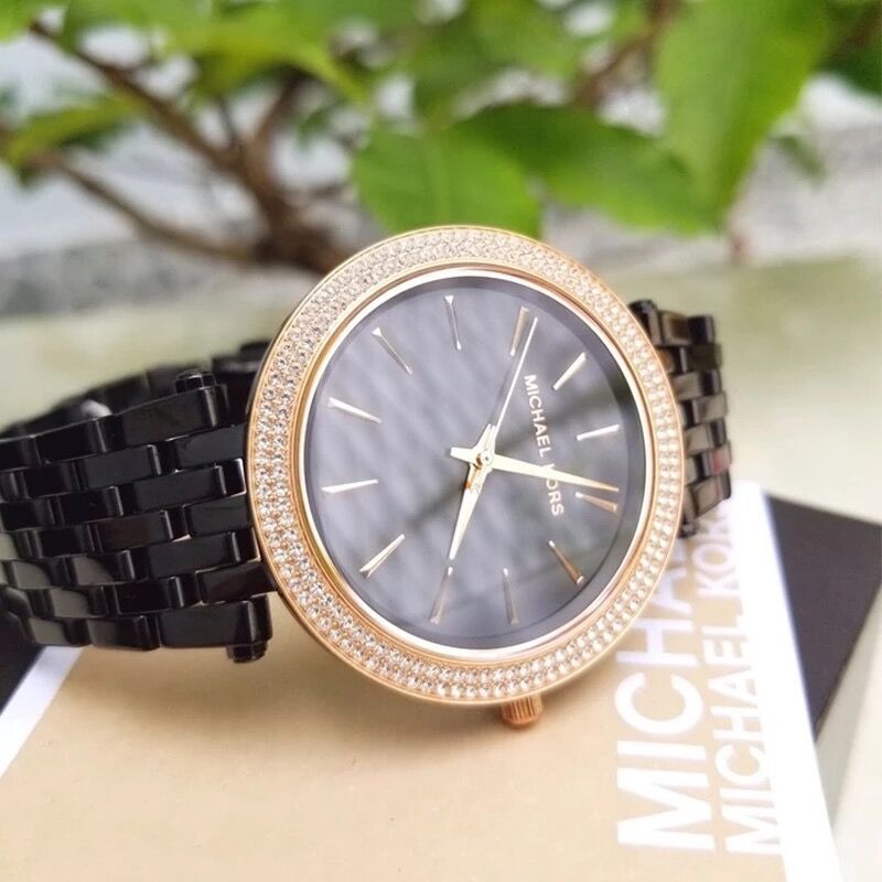 Michael Kors MK手錶 MK3322 黑金色鑲鑽簡約時尚潮流百搭女錶 不鏽鋼鏈石英錶 超薄錶盤 黑色鋼帶錶女-細節圖9