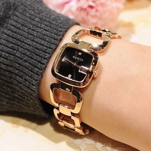 女生手錶 Gucci手錶 古馳手錶 方形手錶 經典G字錶盤 鏤空手鐲手錶 手鏈款女錶 時尚奢華石英錶YA125409-細節圖3