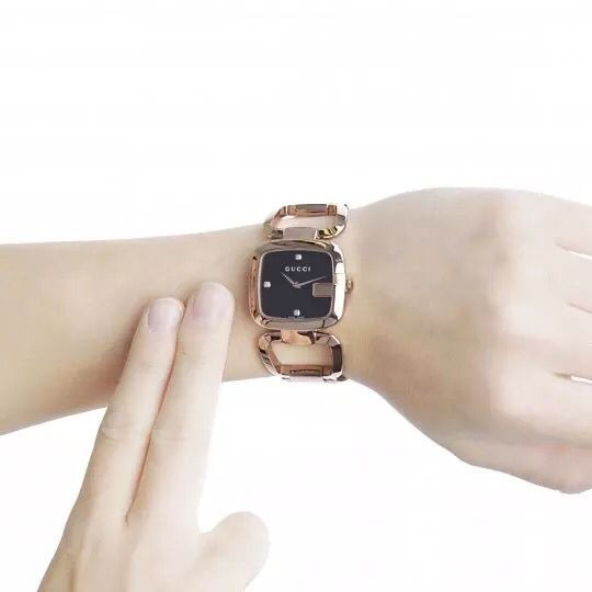 女生手錶 Gucci手錶 古馳手錶 方形手錶 經典G字錶盤 鏤空手鐲手錶 手鏈款女錶 時尚奢華石英錶YA125409-細節圖4