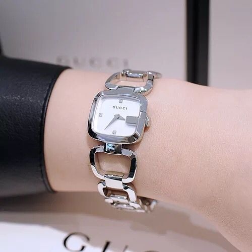 女生手錶 Gucci手錶 古馳手錶 方形手錶 經典G字錶盤 鏤空手鐲手錶 手鏈款女錶 時尚奢華石英錶YA125409-細節圖7