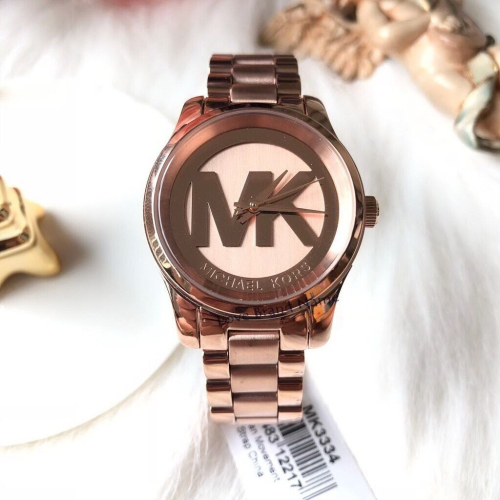 Michael Kors手錶 MK3334 MK手錶 大直徑手錶女 玫瑰金色鋼鏈石英錶 大LOGO設計 時尚潮流百搭女錶