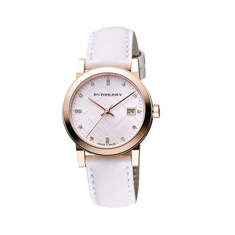 Burberry手錶 戰馬手錶 女生手錶 手錶女 鑲鑽白色皮帶錶 石英錶 英倫風時尚潮流百搭女錶 BU9130-細節圖5