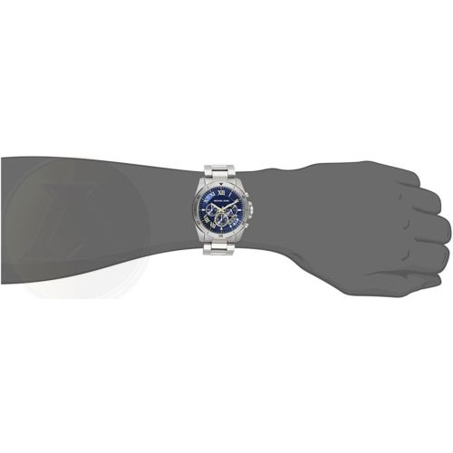 Michael Kors手錶 MK手錶 大直徑手錶男 石英錶43mm 金間銀色藍面三眼計時男錶 時尚腕錶MK8437-細節圖3