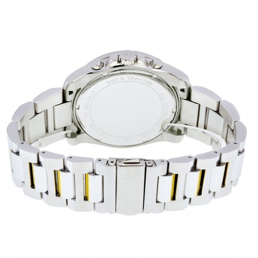 Michael Kors手錶 MK手錶 大直徑手錶男 石英錶43mm 金間銀色藍面三眼計時男錶 時尚腕錶MK8437-細節圖10