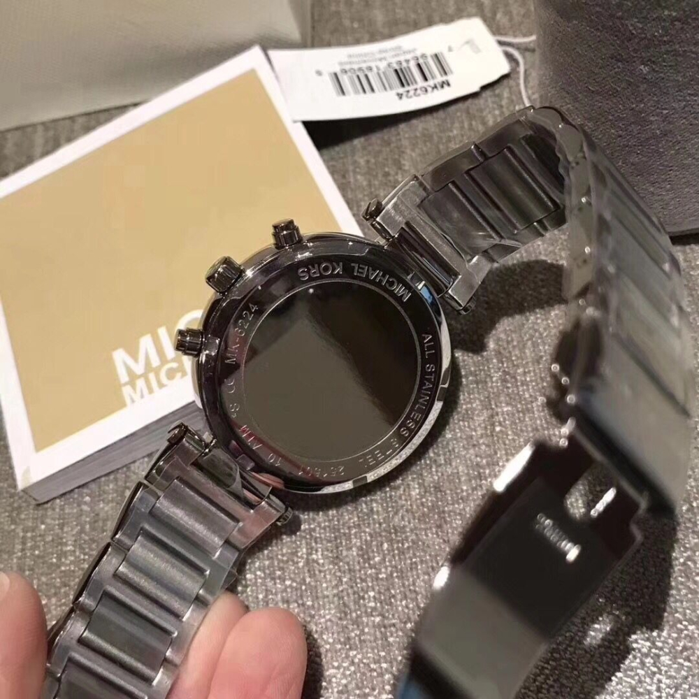 MICHAEL KORS手錶 MK手錶 大直徑手錶女 銀色藍面不鏽鋼鏈石英錶 時尚潮流防水女錶MK6224-細節圖9