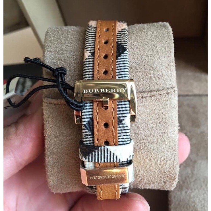 BURBERRY手錶 戰馬女錶 經典格紋皮帶休閒石英錶 休閒皮帶錶 金面簡約時尚百搭女生腕錶 精品手錶 BU9133-細節圖6