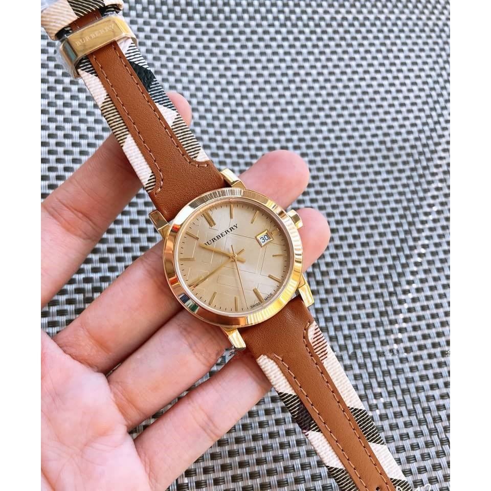 BURBERRY手錶 戰馬女錶 經典格紋皮帶休閒石英錶 休閒皮帶錶 金面簡約時尚百搭女生腕錶 精品手錶 BU9133-細節圖7