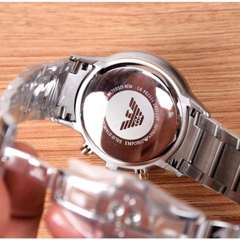 ARMANI阿曼尼手錶 男生手錶 計時防水手錶 玫瑰金鐵灰色石英男錶 不鏽鋼鏈三眼計商務休閒男士腕錶AR11047-細節圖8