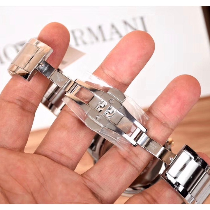 ARMANI阿曼尼手錶 男生手錶 計時防水手錶 玫瑰金鐵灰色石英男錶 不鏽鋼鏈三眼計商務休閒男士腕錶AR11047-細節圖9