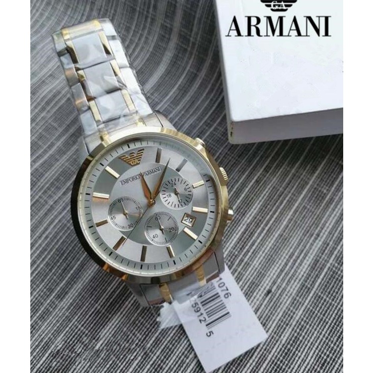 ARMANI手錶 阿曼尼手錶 大直徑男錶 新品玫瑰金間不鏽鋼帶三眼計時商務休閒男士腕錶AR11077 AR11076-細節圖5