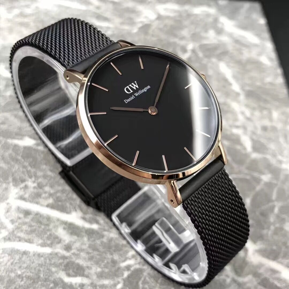 Daniel Wellington手錶 DW手錶 黑色金屬鋼鏈女生腕錶 簡約時尚潮流石英錶32mm 學生手錶 休閒百搭-細節圖3