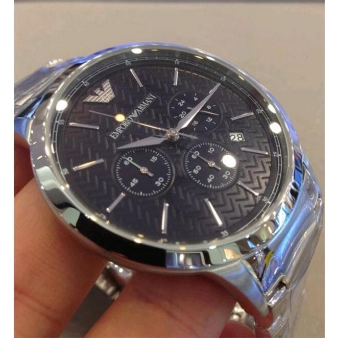 男生手錶 Armani手錶 阿曼尼手錶 不鏽鋼鏈錶帶 男士商務休閒石英腕錶 三眼計時日曆防水男錶AR2486-細節圖5