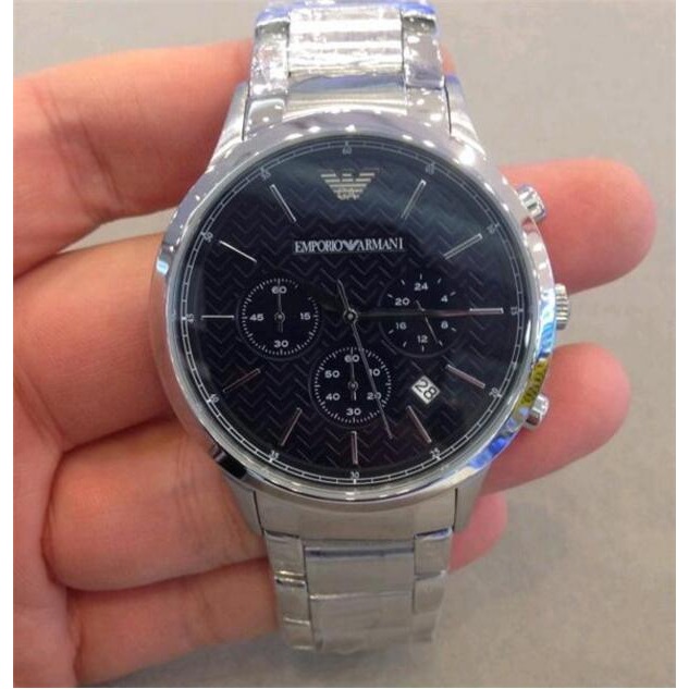 男生手錶 Armani手錶 阿曼尼手錶 不鏽鋼鏈錶帶 男士商務休閒石英腕錶 三眼計時日曆防水男錶AR2486-細節圖6