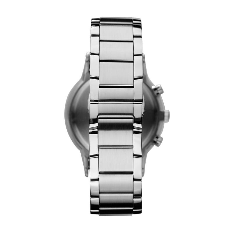 ARMANI手錶 男生手錶 阿瑪尼手錶 經典款黑面銀色鋼鏈商務防水男錶 三眼日曆石英錶AR2434-細節圖3