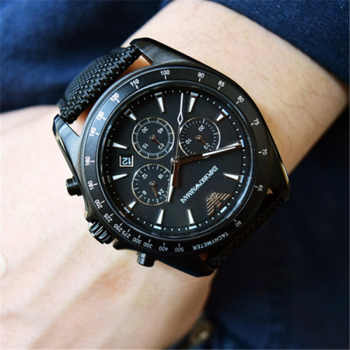 ARMANI手錶 阿曼尼男錶 時尚潮流休閒男士腕錶 帆布錶帶 黑色藍色AR6132 AR6131