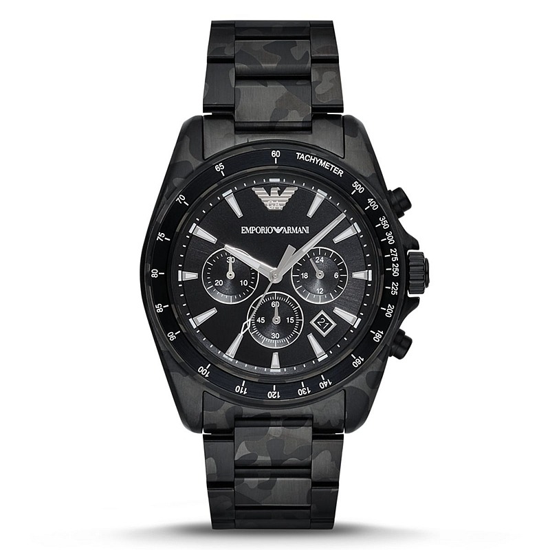 Armani手錶 阿曼尼手錶 新品上市 黑色迷彩不鏽鋼鏈石英男錶AR11027-細節圖2