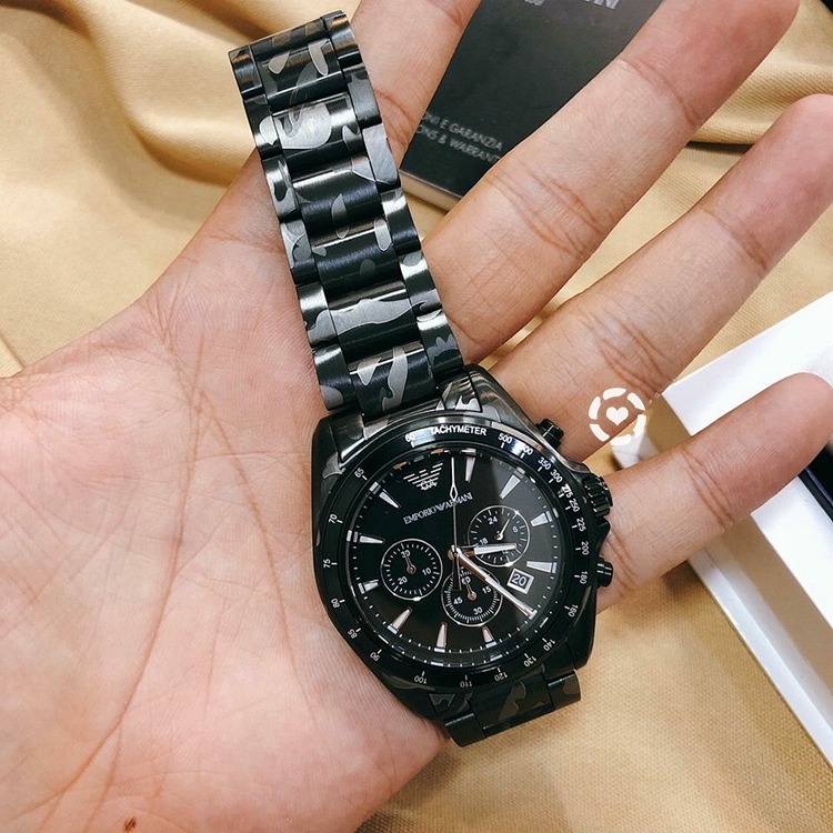 Armani手錶 阿曼尼手錶 新品上市 黑色迷彩不鏽鋼鏈石英男錶AR11027-細節圖7