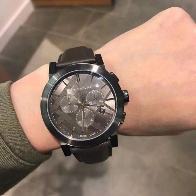 男生手錶 Burberry手錶 戰馬手錶 black chrono 男士三眼計時真皮錶帶 商務休閒男錶BU9364-細節圖3