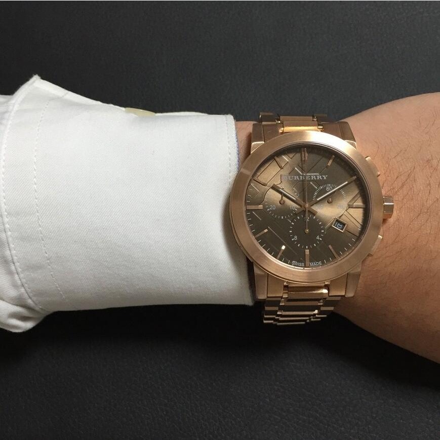 BURBERRY手錶男 戰馬手錶 商務休閒男錶 男士玫瑰金三眼計時日曆防水石英錶腕錶BU9353-細節圖3