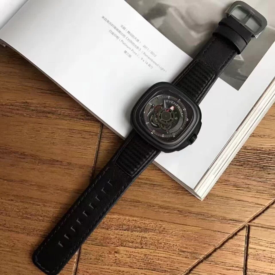 SEVENFRIDAY手錶 七個星期五手錶 大直徑手錶 男生手錶 防水腕錶 鏤空機械錶 男士皮帶自動機械男錶P3b/01-細節圖5