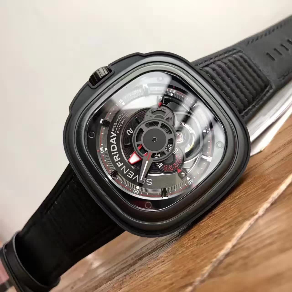SEVENFRIDAY手錶 七個星期五手錶 大直徑手錶 男生手錶 防水腕錶 鏤空機械錶 男士皮帶自動機械男錶P3b/01-細節圖6