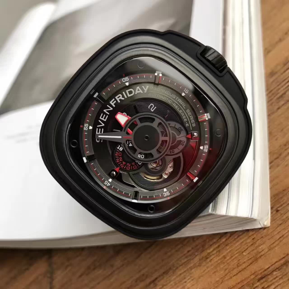 SEVENFRIDAY手錶 七個星期五手錶 大直徑手錶 男生手錶 防水腕錶 鏤空機械錶 男士皮帶自動機械男錶P3b/01-細節圖8