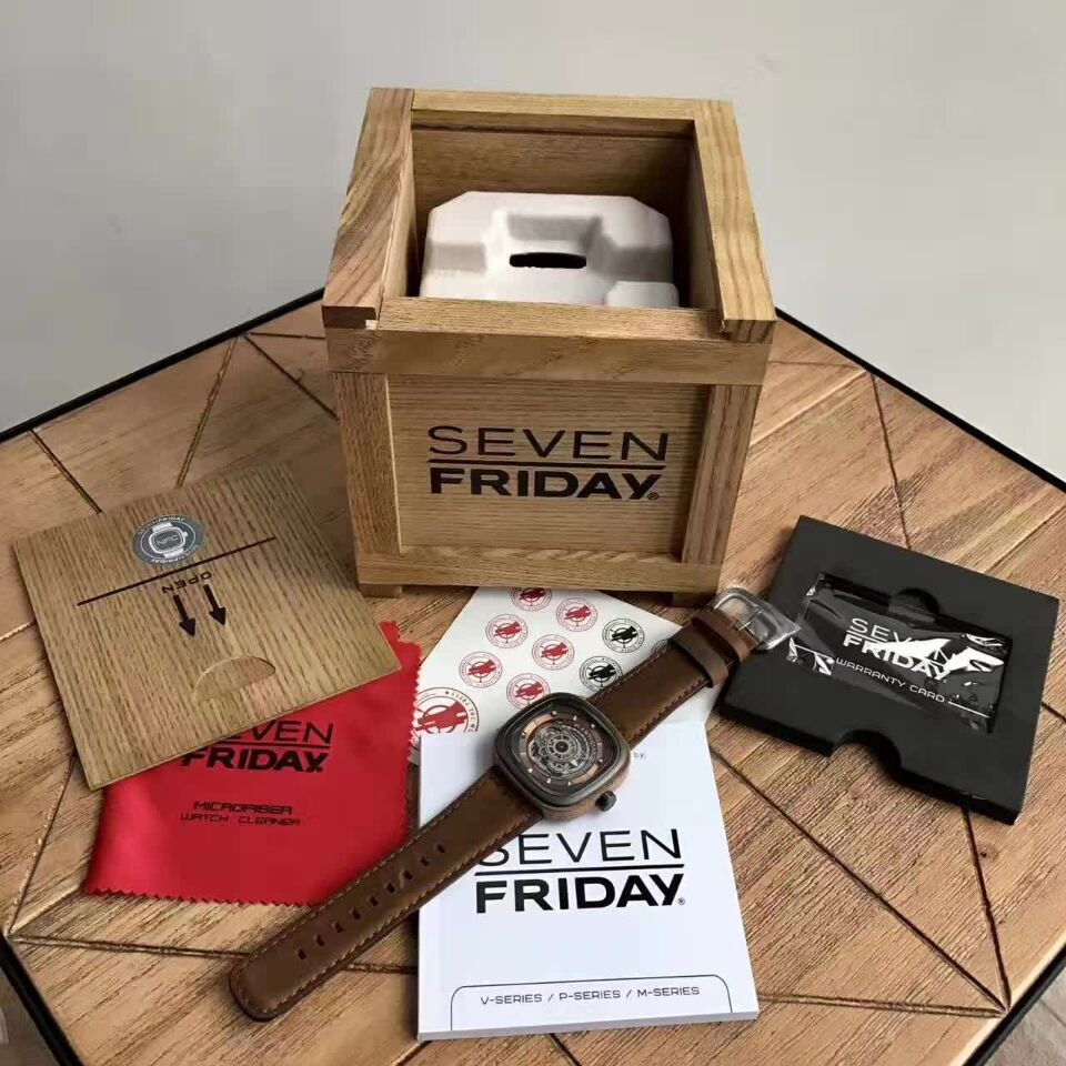 SEVENFRIDAY手錶男 七個星期五手錶 男士手錶 大直徑手錶男 真皮錶帶瑞士自動機械男士腕錶P2B/03-W-細節圖2