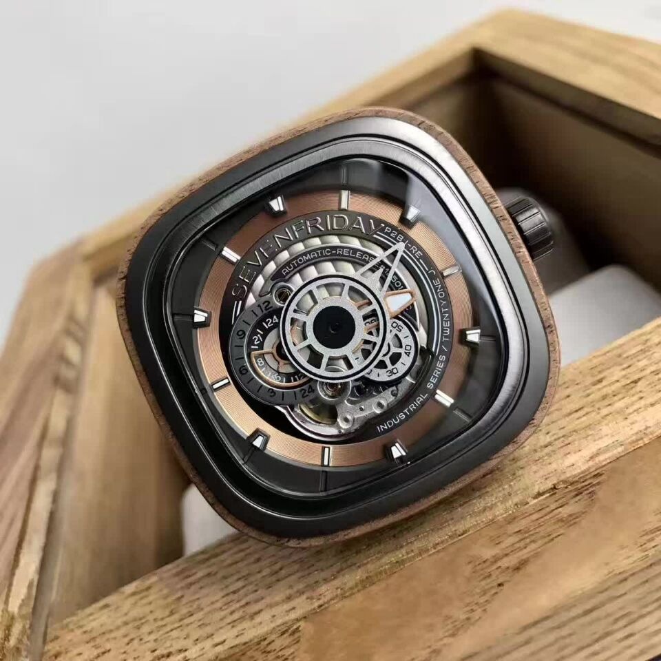 SEVENFRIDAY手錶男 七個星期五手錶 男士手錶 大直徑手錶男 真皮錶帶瑞士自動機械男士腕錶P2B/03-W-細節圖3