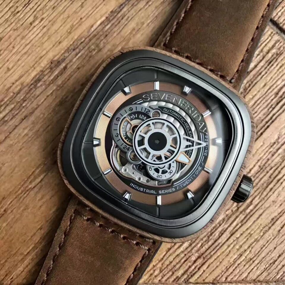 SEVENFRIDAY手錶男 七個星期五手錶 男士手錶 大直徑手錶男 真皮錶帶瑞士自動機械男士腕錶P2B/03-W-細節圖4
