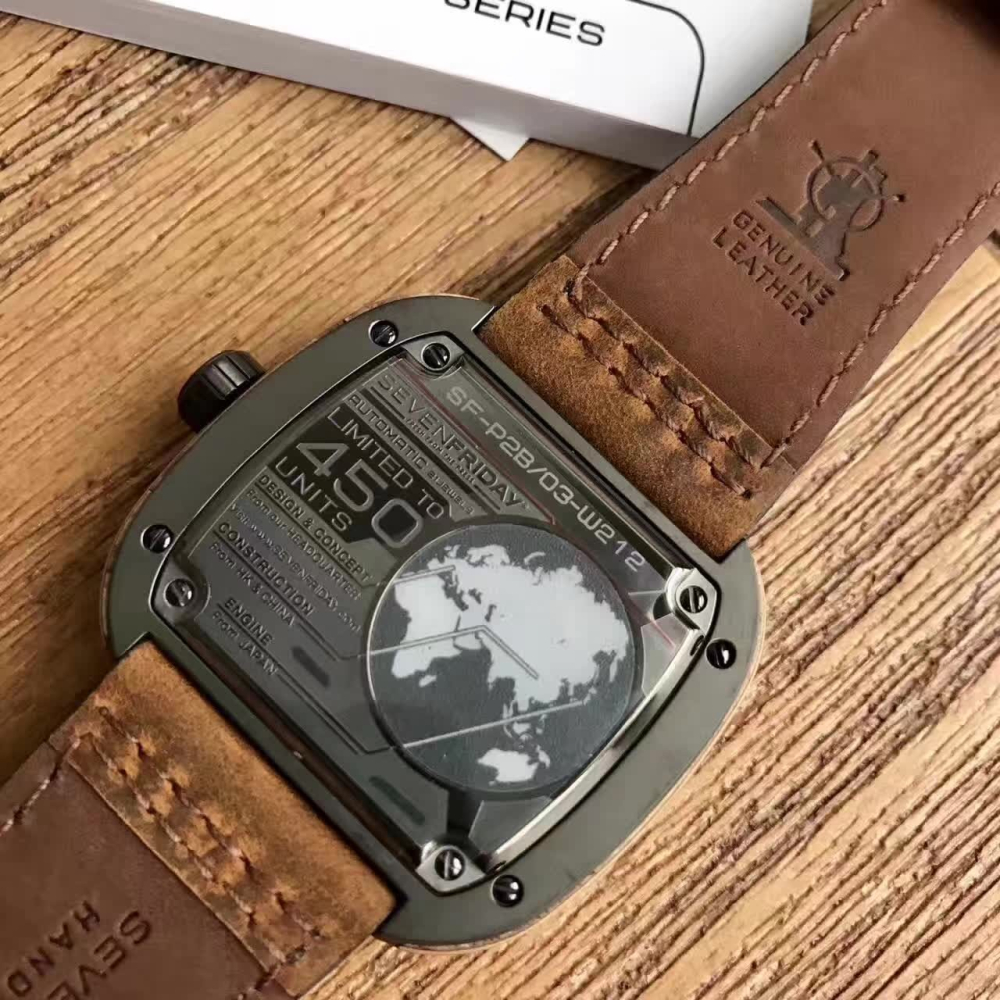 SEVENFRIDAY手錶男 七個星期五手錶 男士手錶 大直徑手錶男 真皮錶帶瑞士自動機械男士腕錶P2B/03-W-細節圖7