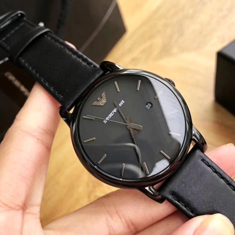 ARMANI手錶 阿瑪尼手錶男 男生手錶 阿曼尼男錶 AR1732 黑色皮錶帶 簡約時尚商務休閒男士腕錶-細節圖3