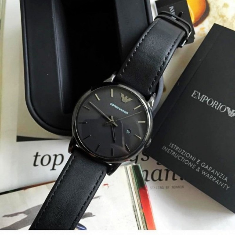 ARMANI手錶 阿瑪尼手錶男 男生手錶 阿曼尼男錶 AR1732 黑色皮錶帶 簡約時尚商務休閒男士腕錶-細節圖4