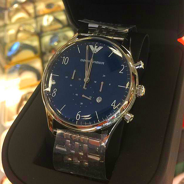 Armani手錶 阿曼尼手錶 時尚休閒男錶 男士手錶AR1893 AR1942 金色鋼鏈三眼計時手錶 石英錶 男士腕錶-細節圖3