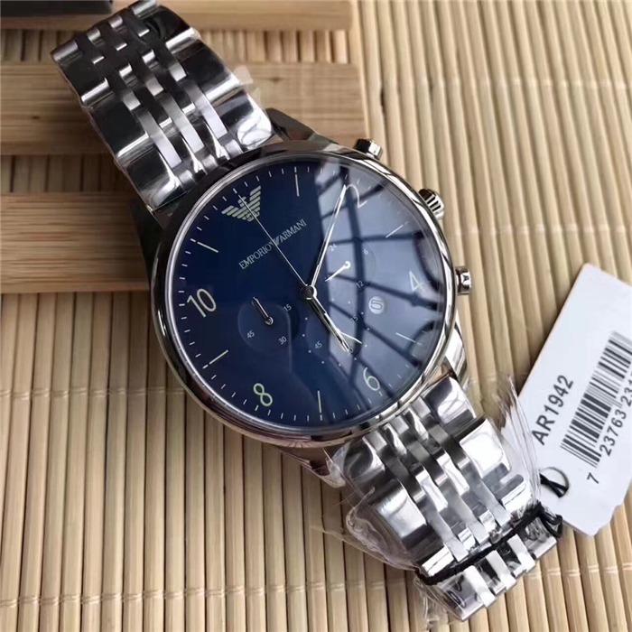 Armani手錶 阿曼尼手錶 時尚休閒男錶 男士手錶AR1893 AR1942 金色鋼鏈三眼計時手錶 石英錶 男士腕錶-細節圖6