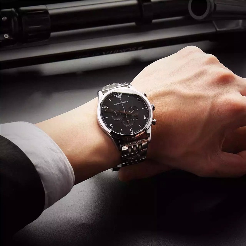 Armani手錶 阿曼尼手錶 時尚休閒男錶 男士手錶AR1893 AR1942 金色鋼鏈三眼計時手錶 石英錶 男士腕錶-細節圖9