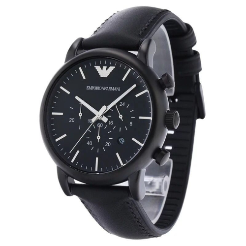 Armani手錶 男生手錶 阿曼尼手錶 新款黑色大錶盤 潮流時尚休閒黑色真皮錶帶男士手錶 石英男錶AR1970