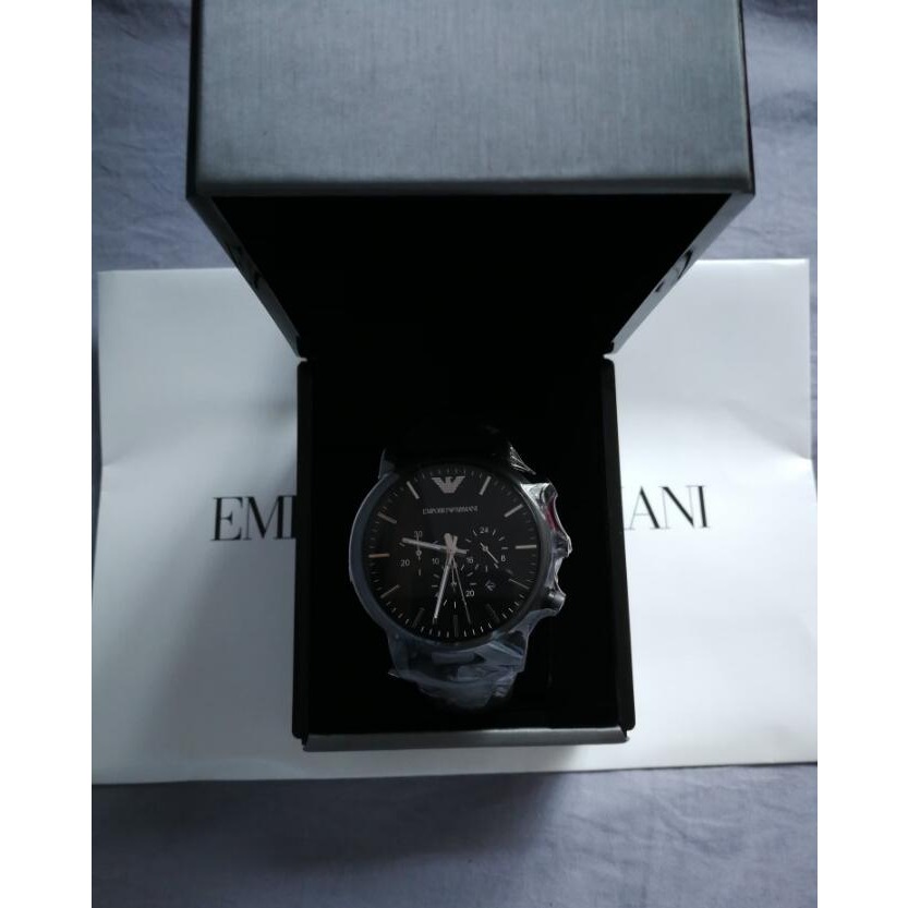 Armani手錶 男生手錶 阿曼尼手錶 新款黑色大錶盤 潮流時尚休閒黑色真皮錶帶男士手錶 石英男錶AR1970-細節圖2